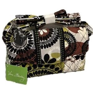 VERA BRADLEY CROSSBODY WALLET BROWN FLORAL COTTON CRAFTED BOHO COTTAGE CORE